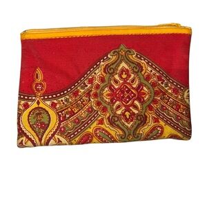 Marat French paisley Red and Yellow Patterned Indian min zip poach